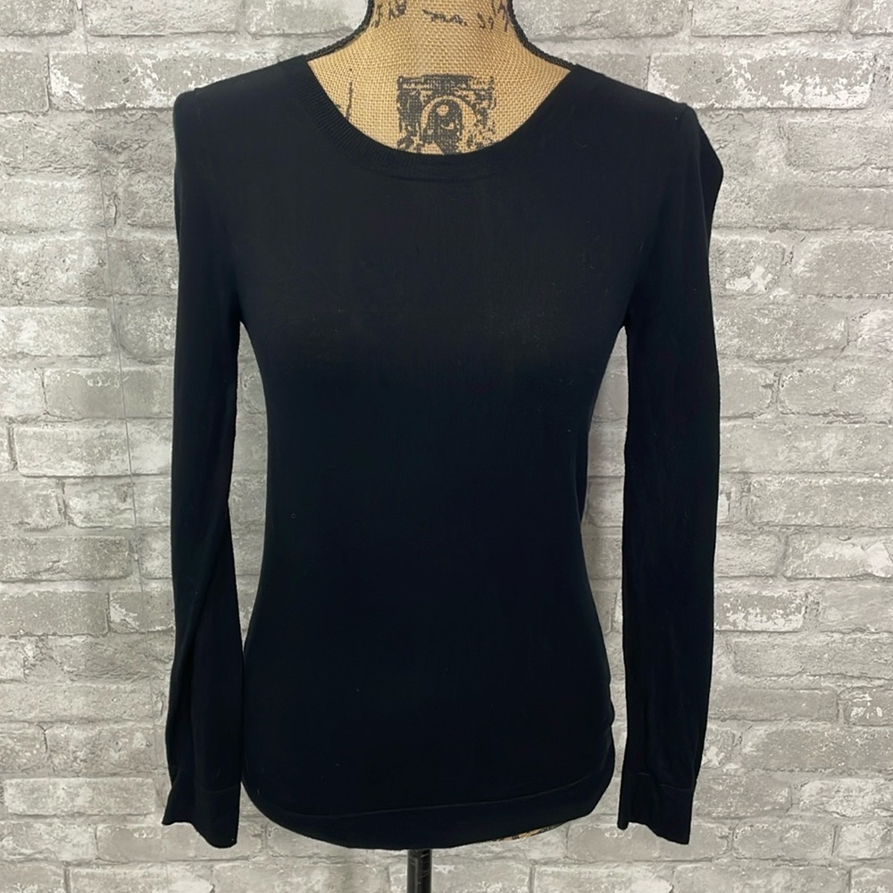 J by J.Crew 100% Cotton Crewneck Teddie
Sweater in Black